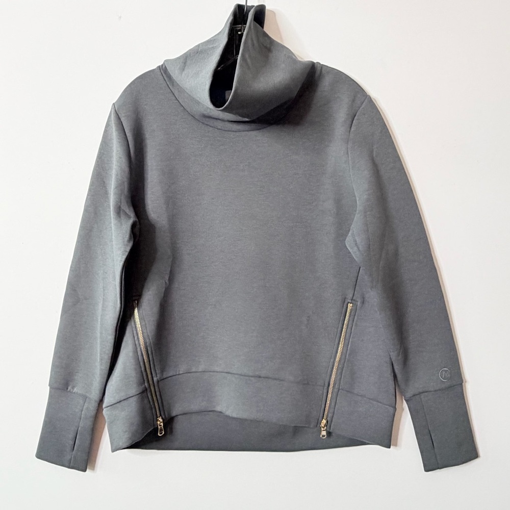 $168 NWT ADDISON BAY Gray Boxy Cowl Neck Everyday Pullover Sz XS (Will Fit‎ SM)
